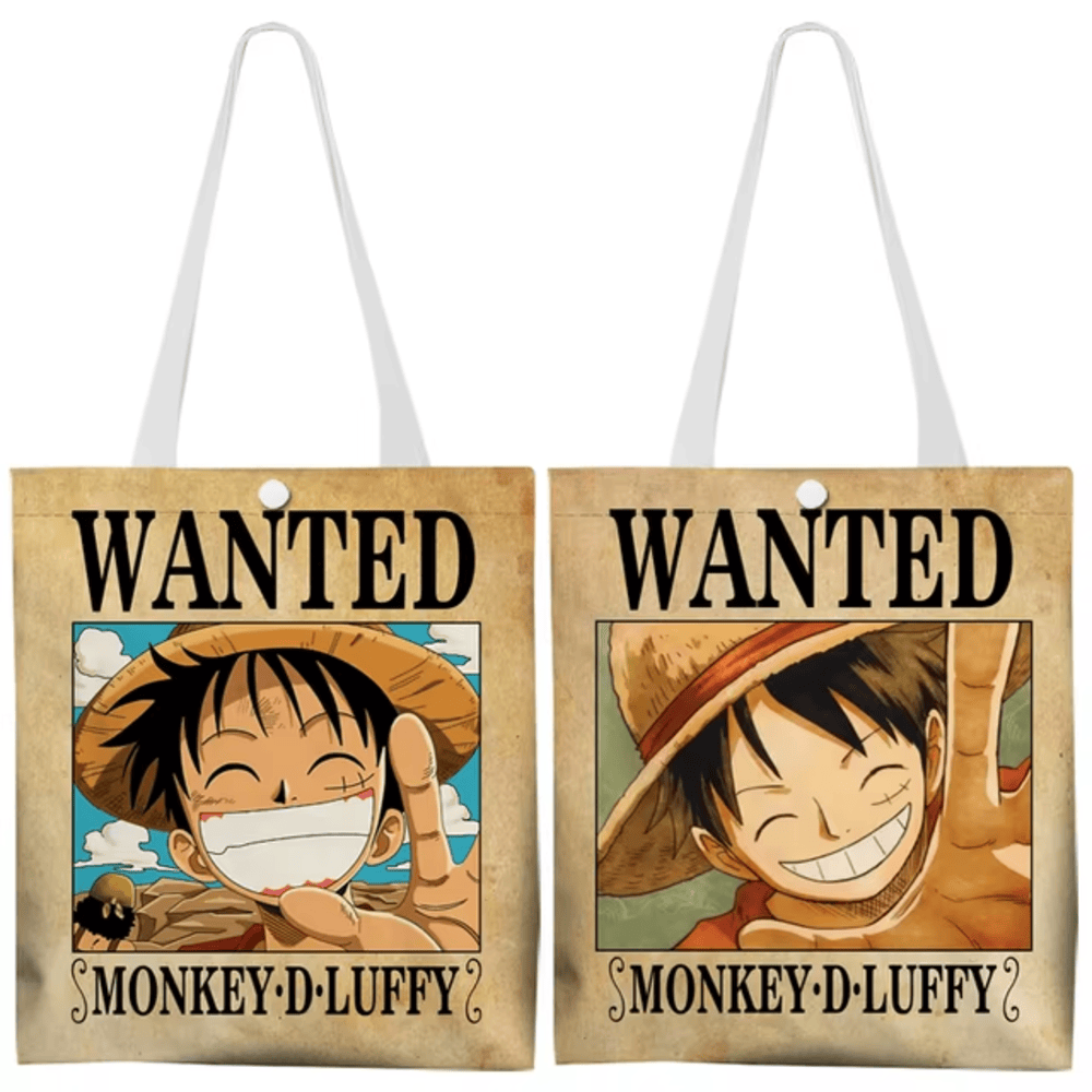 Anime One Piece Wanted Monkey D. Luffy Reusable Tote Bag Anime One Piece Wanted Monkey D. Luffy Reusable Tote Bag