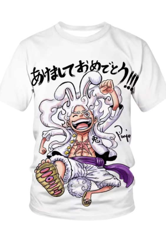 Anime One Piece Luffy Gear 5 White T-Shirt For Children