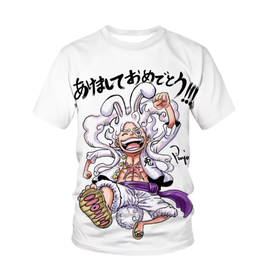 Anime One Piece Luffy Gear 5 White T-Shirt For Children Anime One Piece Luffy Gear 5 White T-Shirt For Children