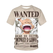Anime One Piece Dead Or Alive Luffy Gear 5 T-Shirt For Children