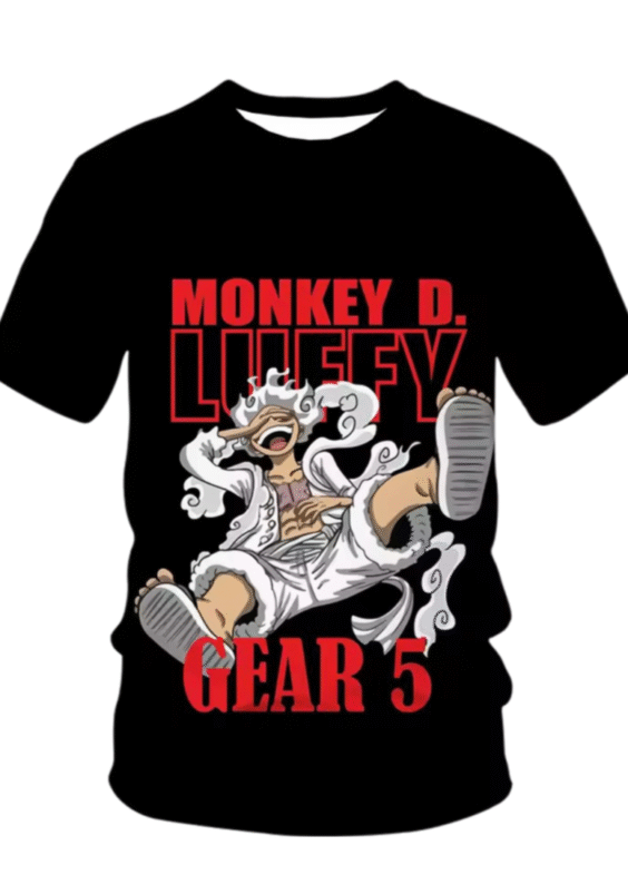 Anime One Piece Monkey D. Luffy Gear 5 T-Shirt For Children