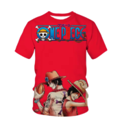 Anime One Piece Monkey D. Luffy Red T-Shirt For Children