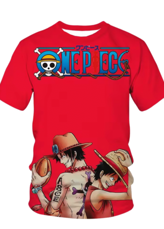 Anime One Piece Monkey D. Luffy Red T-Shirt For Children