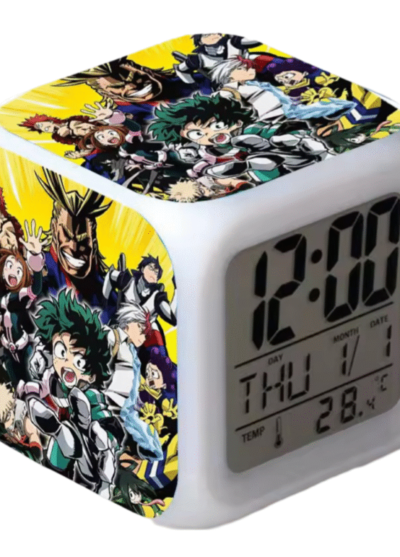 Anime My Hero Academia Characters Printed 7 Color Flash Digital Clock