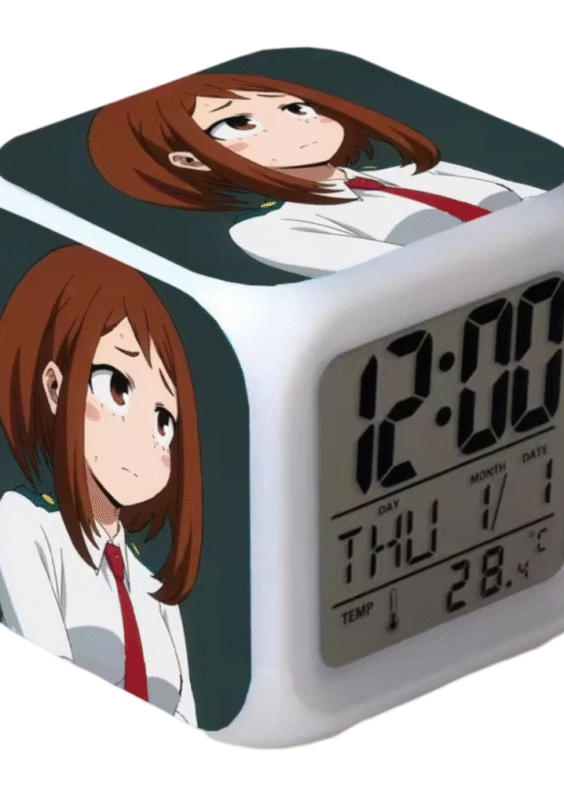 Anime My Hero Academia Ochaco Uraraka Printed 7 Color Flash Digital Clock