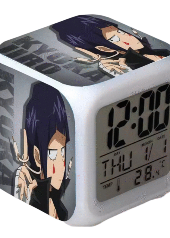 Anime My Hero Academia Kyoka Jiro Printed 7 Color Flash Digital Clock