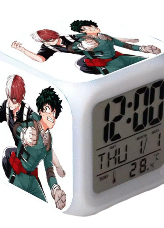 Anime My Hero Academia Shoto Todoroki Vs Izuku Midoriya LED Alarm Clock