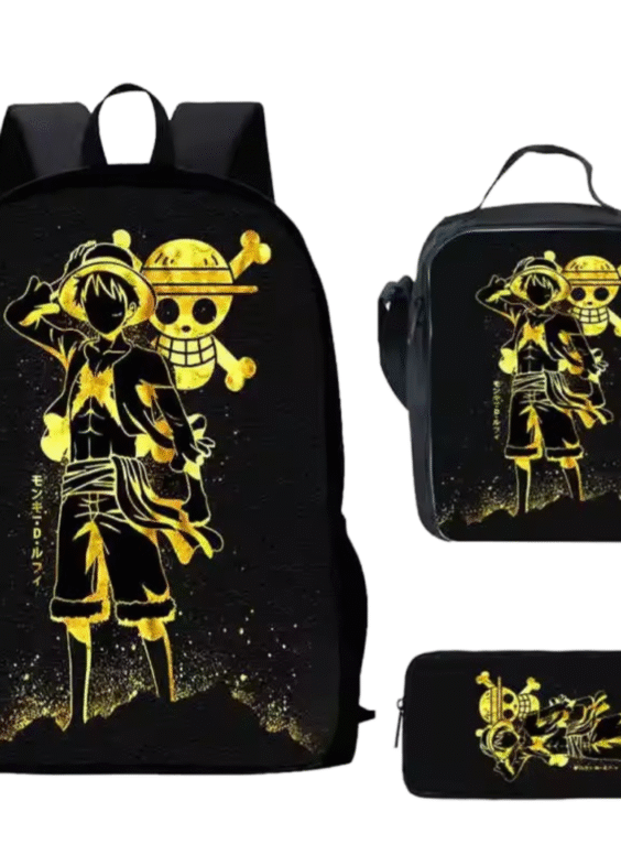 3Pcs/set Anime One Piece Luffy With Symbol Backpack