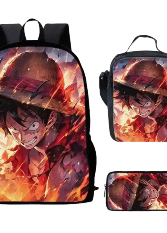 3Pcs/set Anime One Piece Luffy 3D Printed Backpack