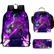 3Pcs/set One Piece Anime Roronoa Zoro School Backpack