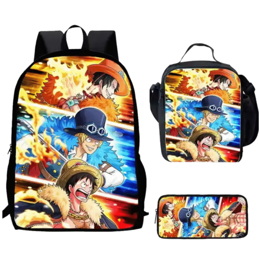 3Pcs/set Anime One Piece Luffy And Ace With Sabo Backpack 3Pcs/set Anime One Piece Luffy And Ace With Sabo Backpack