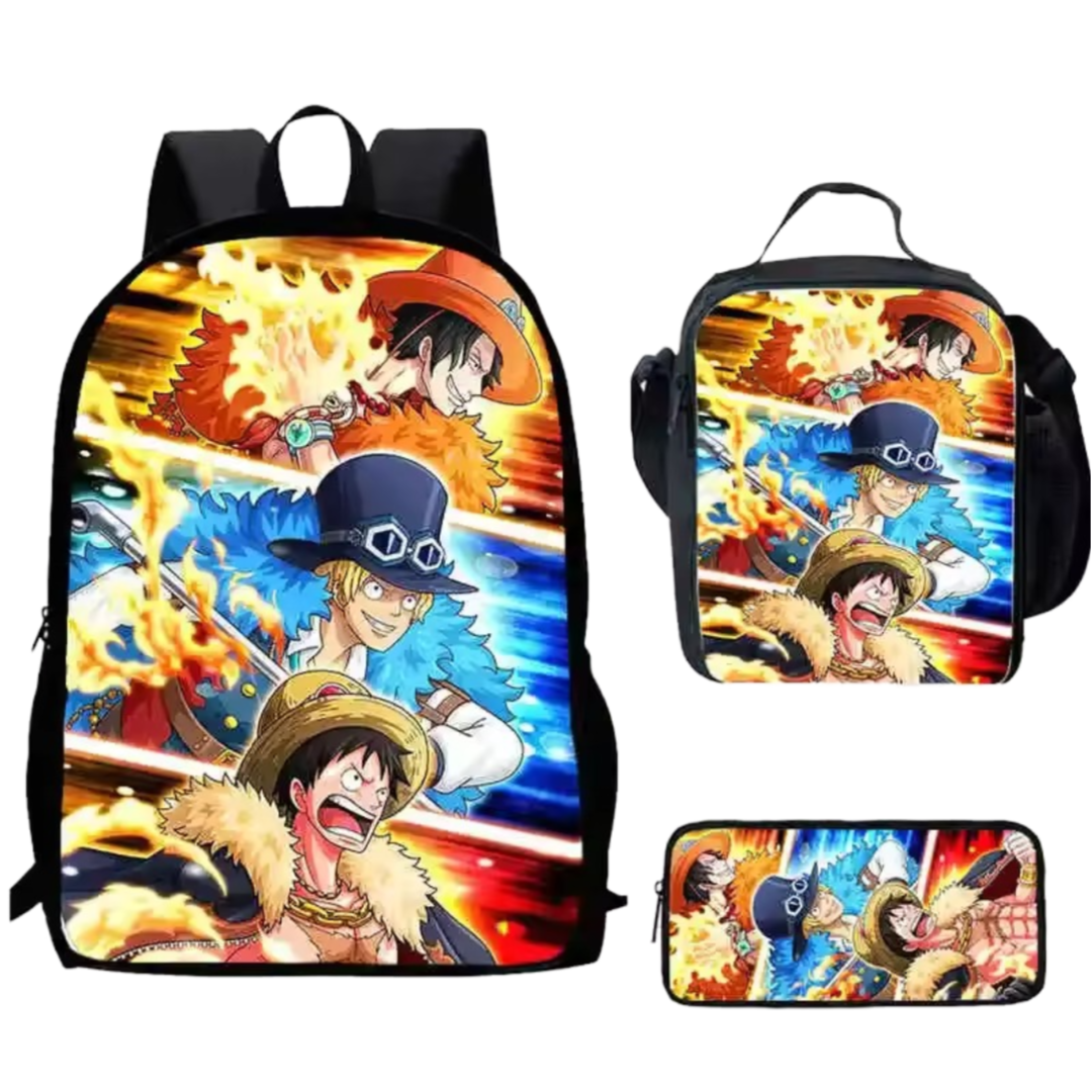 3Pcs/set Anime One Piece Luffy And Ace With Sabo Backpack 3Pcs/set Anime One Piece Luffy And Ace With Sabo Backpack