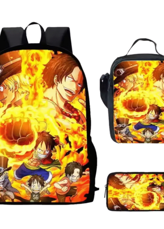 3Pcs/set Anime One Piece Portgas D. Ace And Friends Backpack