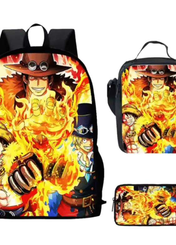 3Pcs/set Anime One Piece Portgas D. Ace With Friends Backpack
