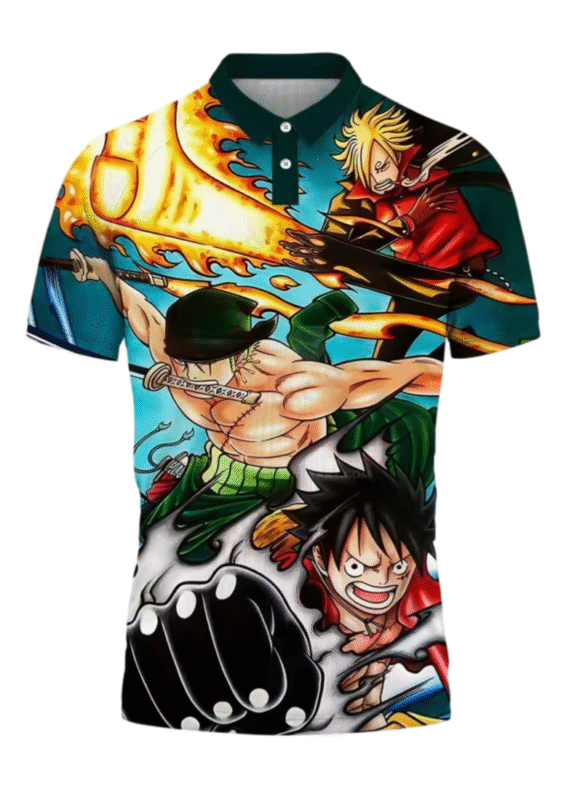 Anime One Piece Luffy And Zoro With Sanji T-Shirt