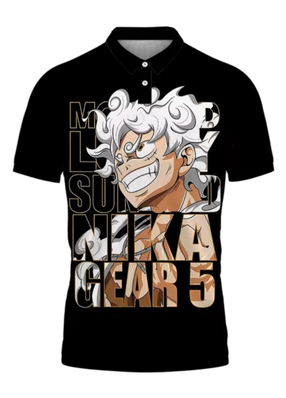 One Piece Luffy Gear 5 Black Anime T-Shirt