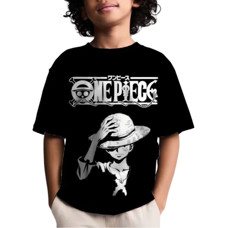 Anime One Piece Luffy Black T-Shirt For Children Anime One Piece Luffy Black T-Shirt For Children