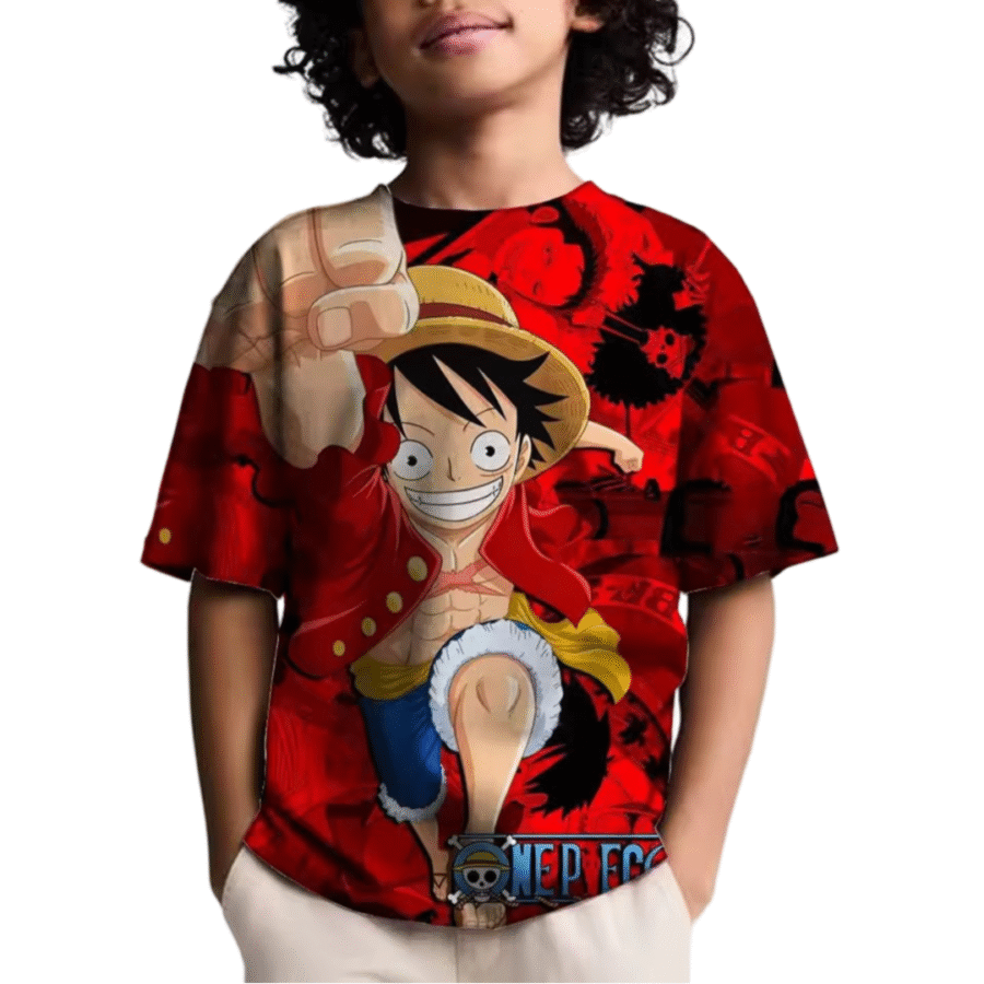 Anime One Piece Luffy Red T-Shirt For Children Anime One Piece Luffy Red T-Shirt For Children
