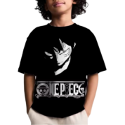 Anime One Piece Monkey D. Luffy Black T-Shirt For Children