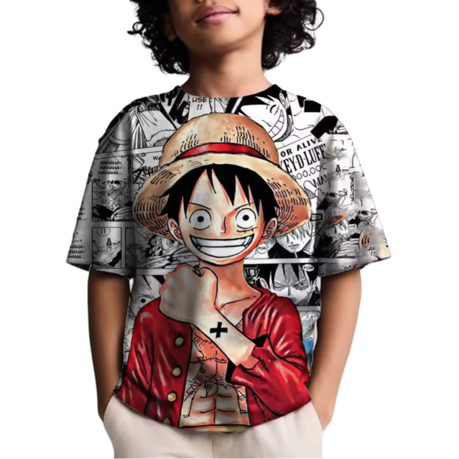 Anime One Piece Monkey D. Luffy Printed T-Shirt For Children Anime One Piece Monkey D. Luffy Printed T-Shirt For Children