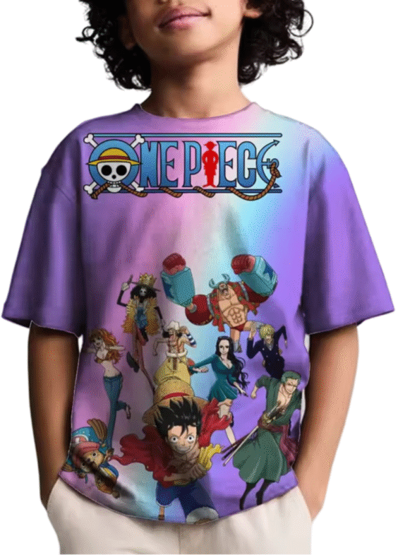Anime One Piece Character Printed T-Shirt For Children
