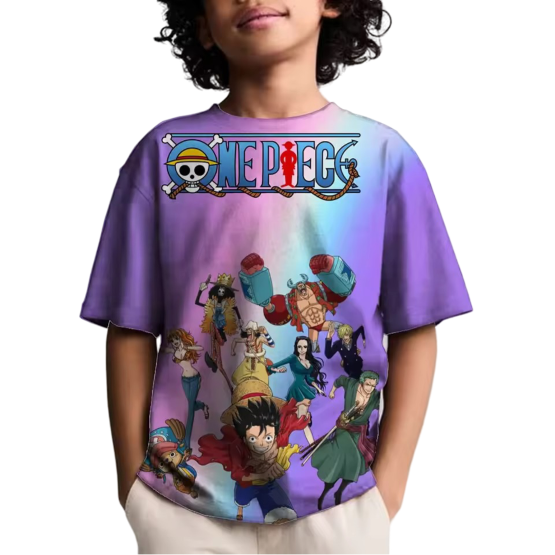 Anime One Piece Character Printed T-Shirt For Children Anime One Piece Character Printed T-Shirt For Children