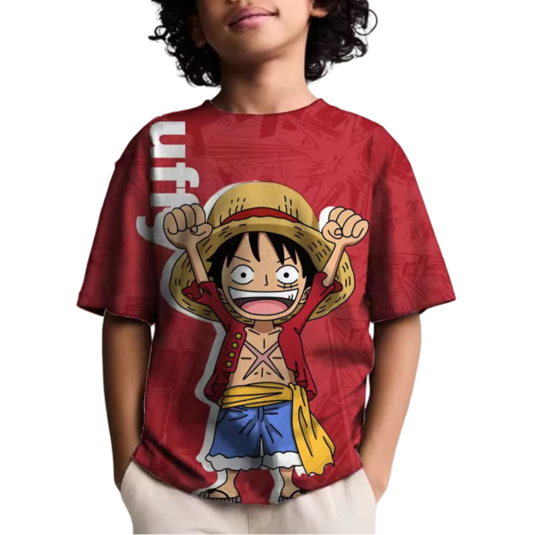 One Piece Anime Luffy Red T-Shirt For Children One Piece Anime Luffy Red T-Shirt For Children