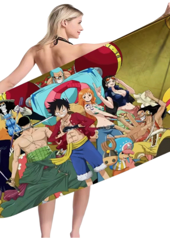 One Piece Anime Luffy With Friends Bath Towel