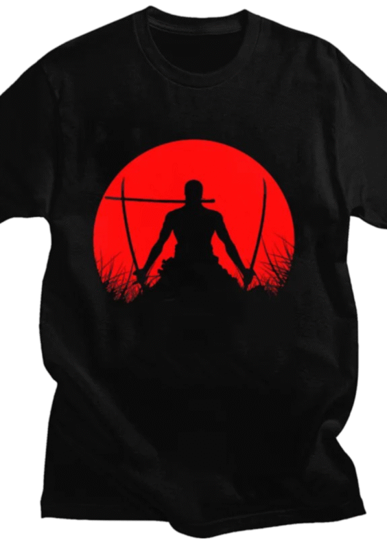 Anime One Piece Roronoa Zoro Casual Black T-Shirt