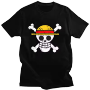 Anime One Piece Straw Hat Pirates Symbol Black T-Shirt