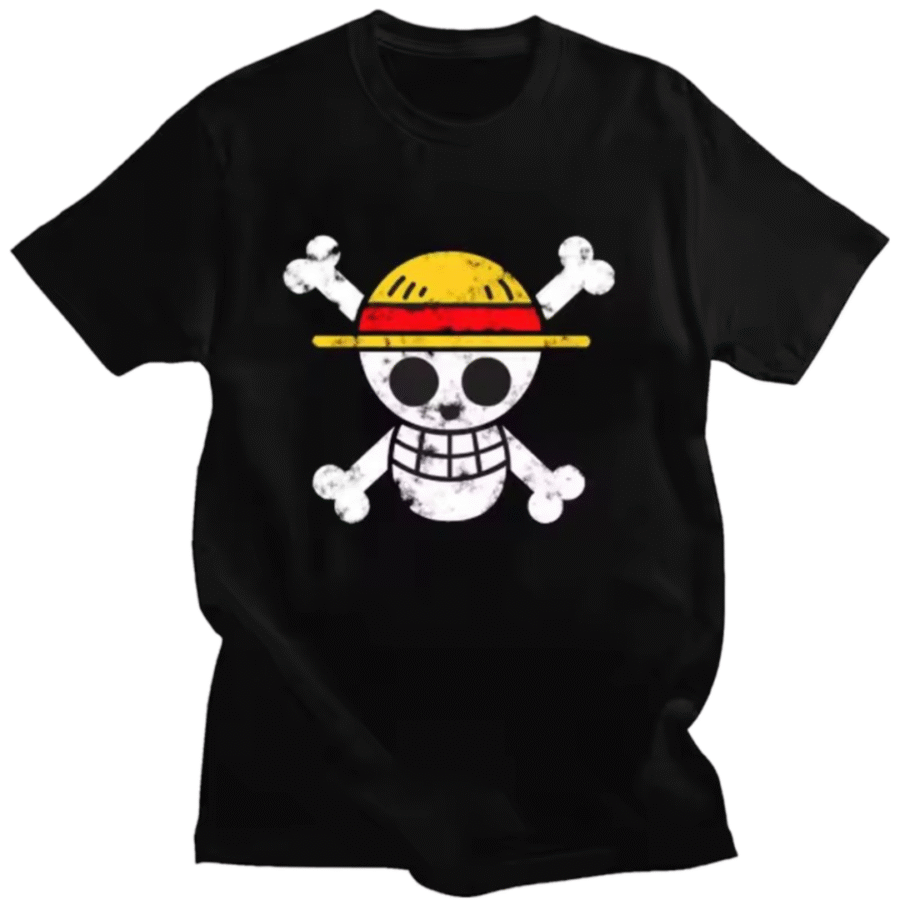 Anime One Piece Straw Hat Pirates Symbol Black T-Shirt Anime One Piece Straw Hat Pirates Symbol Black T-Shirt