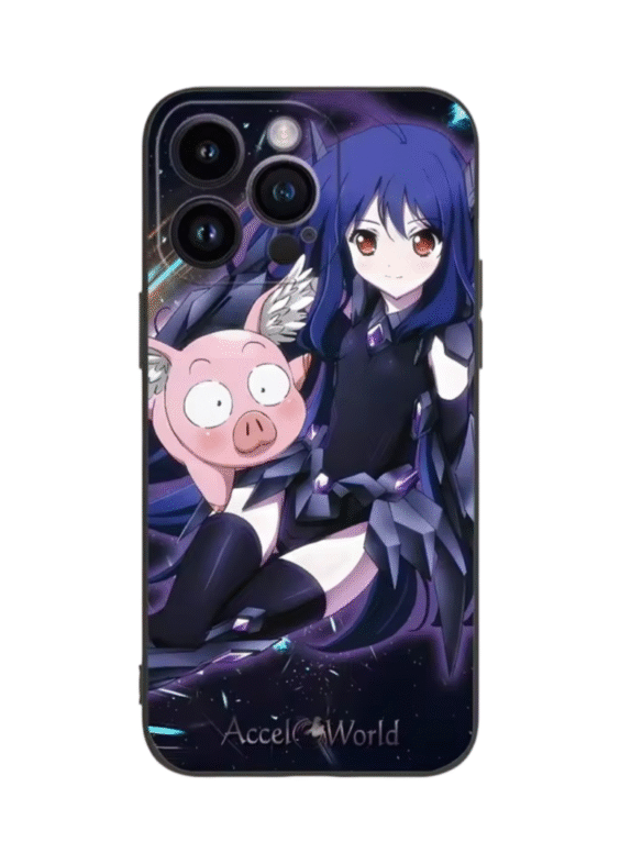 Anime Accel World Kuroyukihime With Pink Pig Phone Cover For iPhone