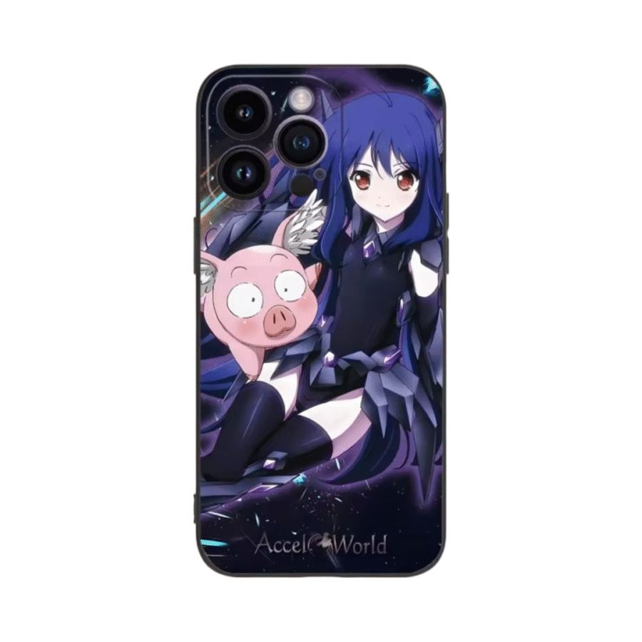 Anime Accel World Kuroyukihime With Pink Pig Phone Cover For iPhone Anime Accel World Kuroyukihime With Pink Pig Phone Cover For iPhone