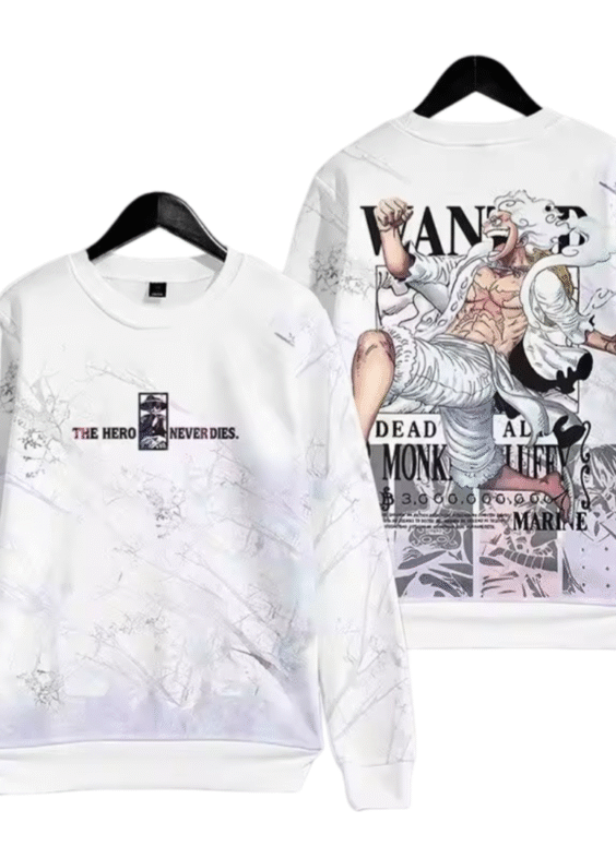 Anime One Piece Dead Or Alive Gear 5 Luffy White Sweatshirt