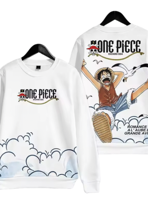 Anime One Piece Monkey D. Luffy White Sweatshirt