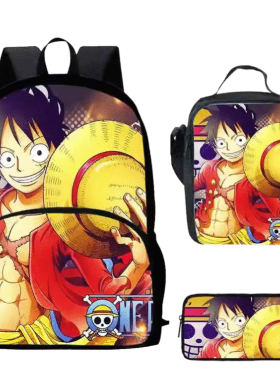 3Pcs/set One Piece Anime Luffy Student Backpack