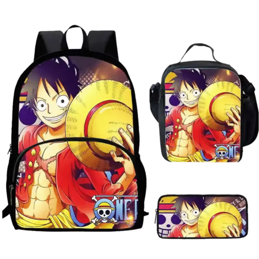 3Pcs/set One Piece Anime Luffy Student Backpack 3Pcs/set One Piece Anime Luffy Student Backpack