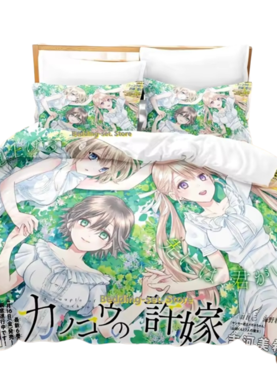 Anime A Couple Of Cuckoos Hiro And Erika With Sachi Bedding Set