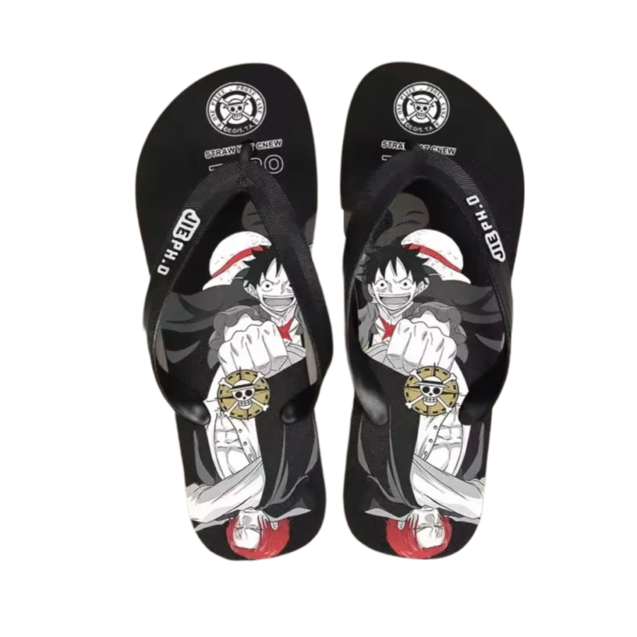 Anime One Piece Luffy Black Flip Flops Slipper Anime One Piece Luffy Black Flip Flops Slipper