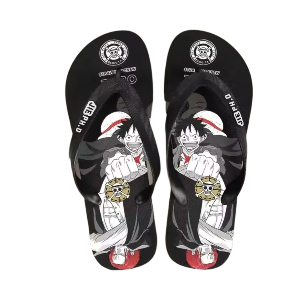 Anime One Piece Luffy Black Flip Flops Slipper Anime One Piece Luffy Black Flip Flops Slipper