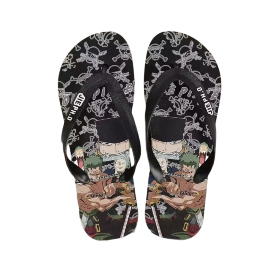 Anime One Piece Zoro Black Flip Flops Slipper Anime One Piece Zoro Black Flip Flops Slipper