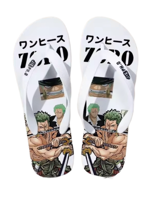 Anime One Piece Roronoa Zoro White Flip Flops Slipper