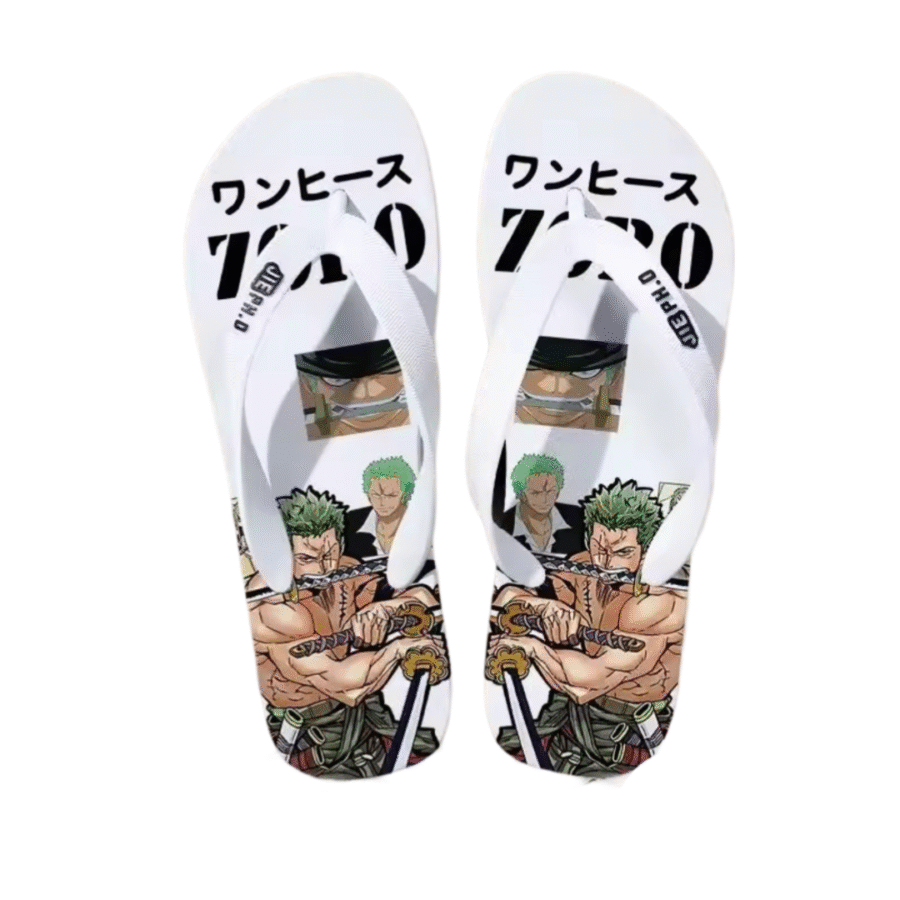 Anime One Piece Roronoa Zoro White Flip Flops Slipper Anime One Piece Roronoa Zoro White Flip Flops Slipper