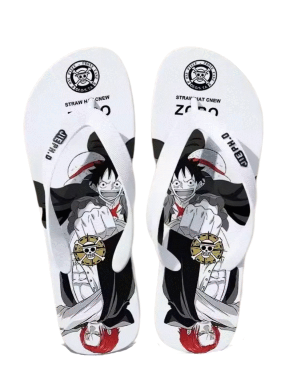 Anime One Piece Luffy White Flip Flops Slipper