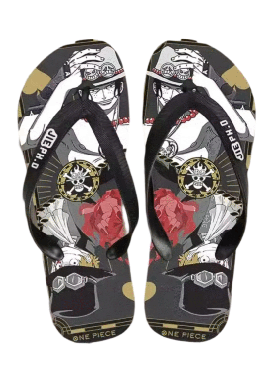Anime One Piece Sabo Black Flip Flops Slipper