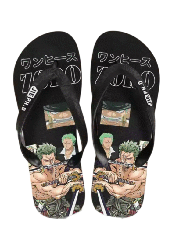 Anime One Piece Roronoa Zoro Black Flip Flops Slipper
