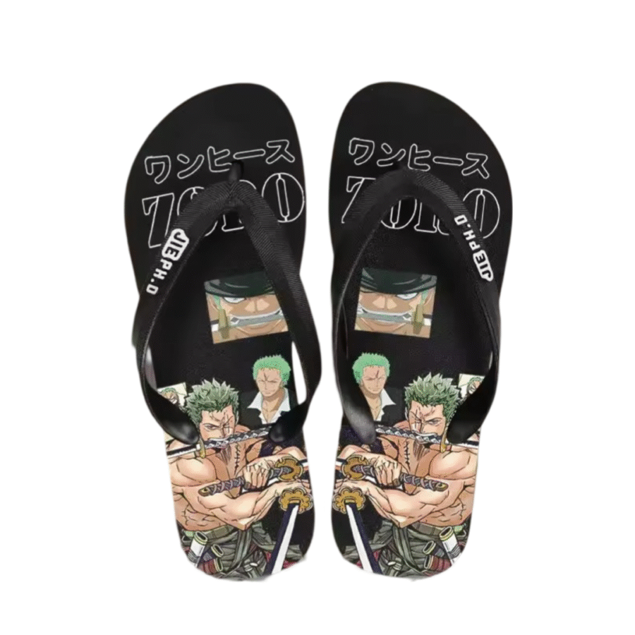Anime One Piece Roronoa Zoro Black Flip Flops Slipper Anime One Piece Roronoa Zoro Black Flip Flops Slipper
