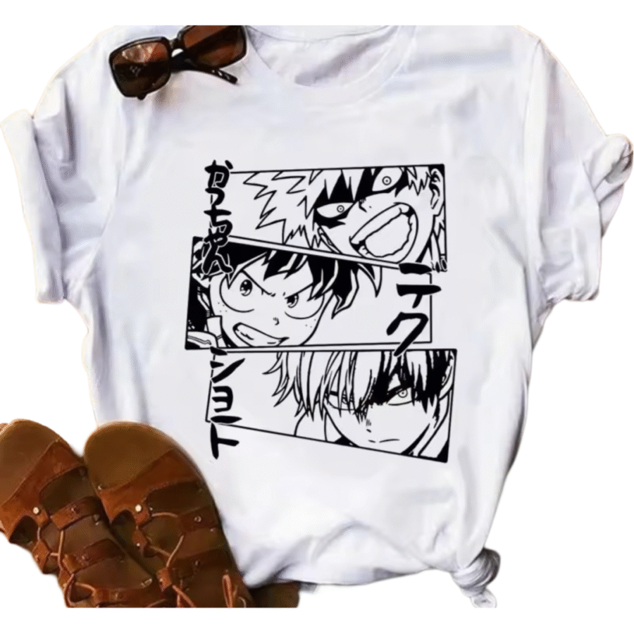 Anime My Hero Academia Izuku Midoriya With Friends White T-Shirt Anime My Hero Academia Izuku Midoriya With Friends White T-Shirt