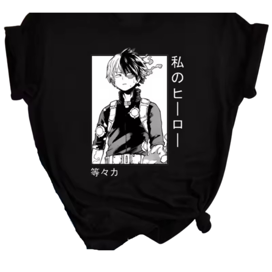 My Hero Academia Anime Shoto Todoroki Black T-Shirt