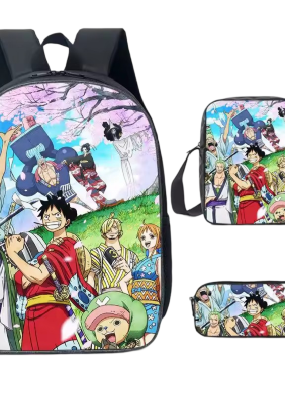 3Pcs/set Anime One Piece Luffy With Friends Schoolbag